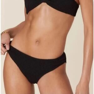 Mindy x Andie Swim The Bikini Bottom Popcorn Textured Black Size Large NEW